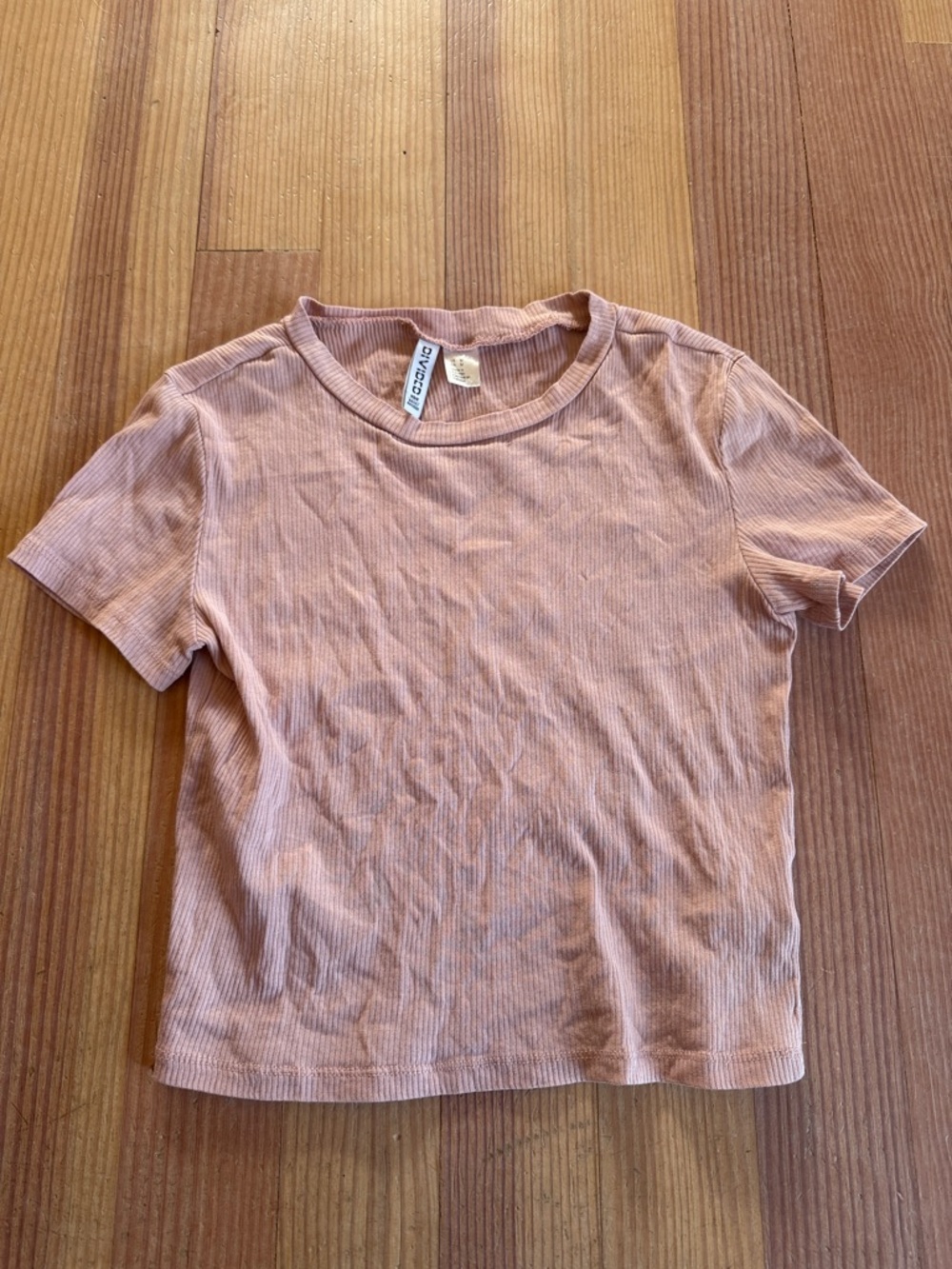 H&M Ribbed basic Crop Tee in Dusty Pink